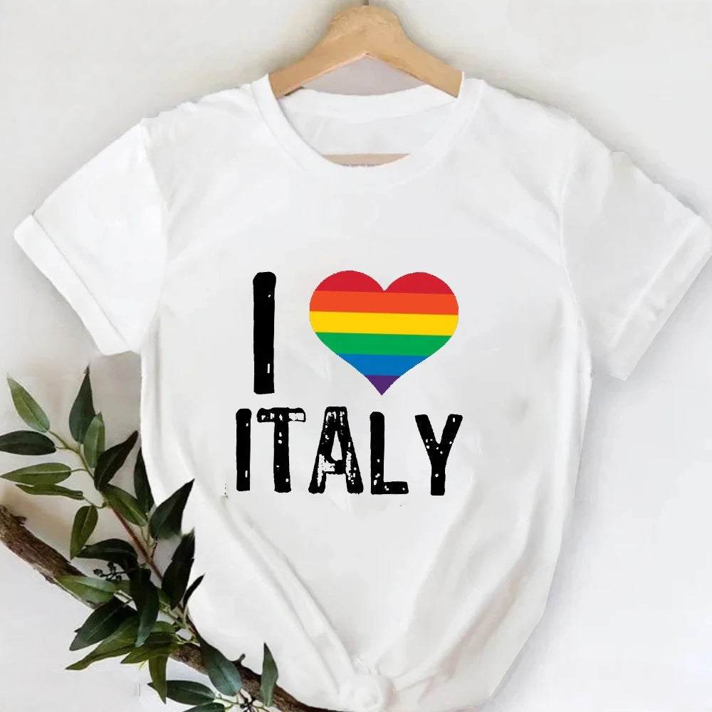 MILANO ITALY T-shirt à col rond imprimé pour femme, t-shirt décontracté à manches courtes, printemps et été